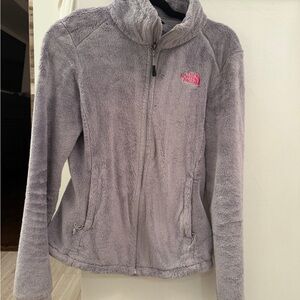 The North Face Plush Zip-Up Fleece Jacket - Lavender with Pink Logo